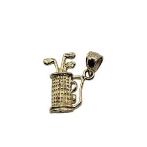 Solid Gold Golf Bag And Clubs Charm