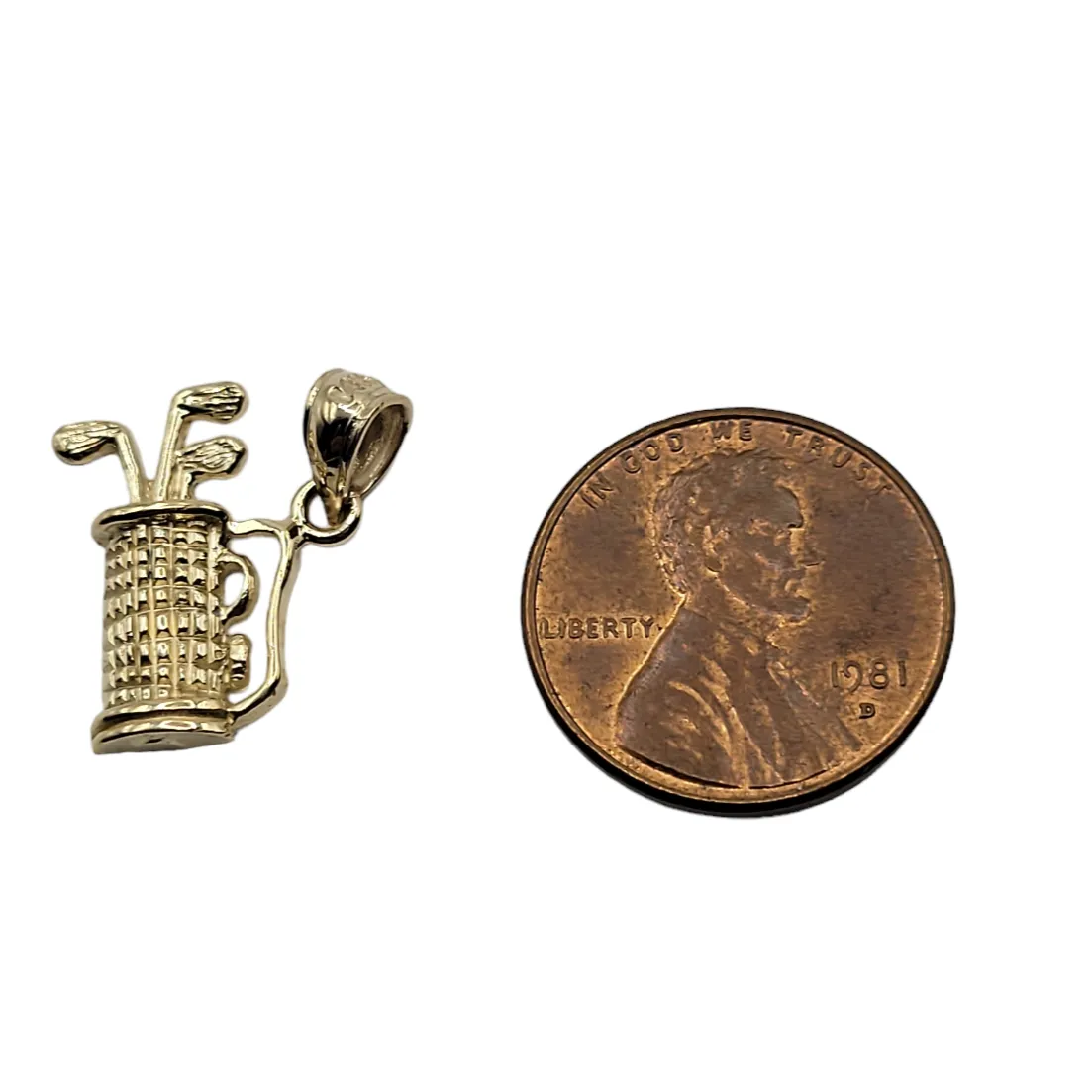 Solid Gold Golf Bag And Clubs Charm