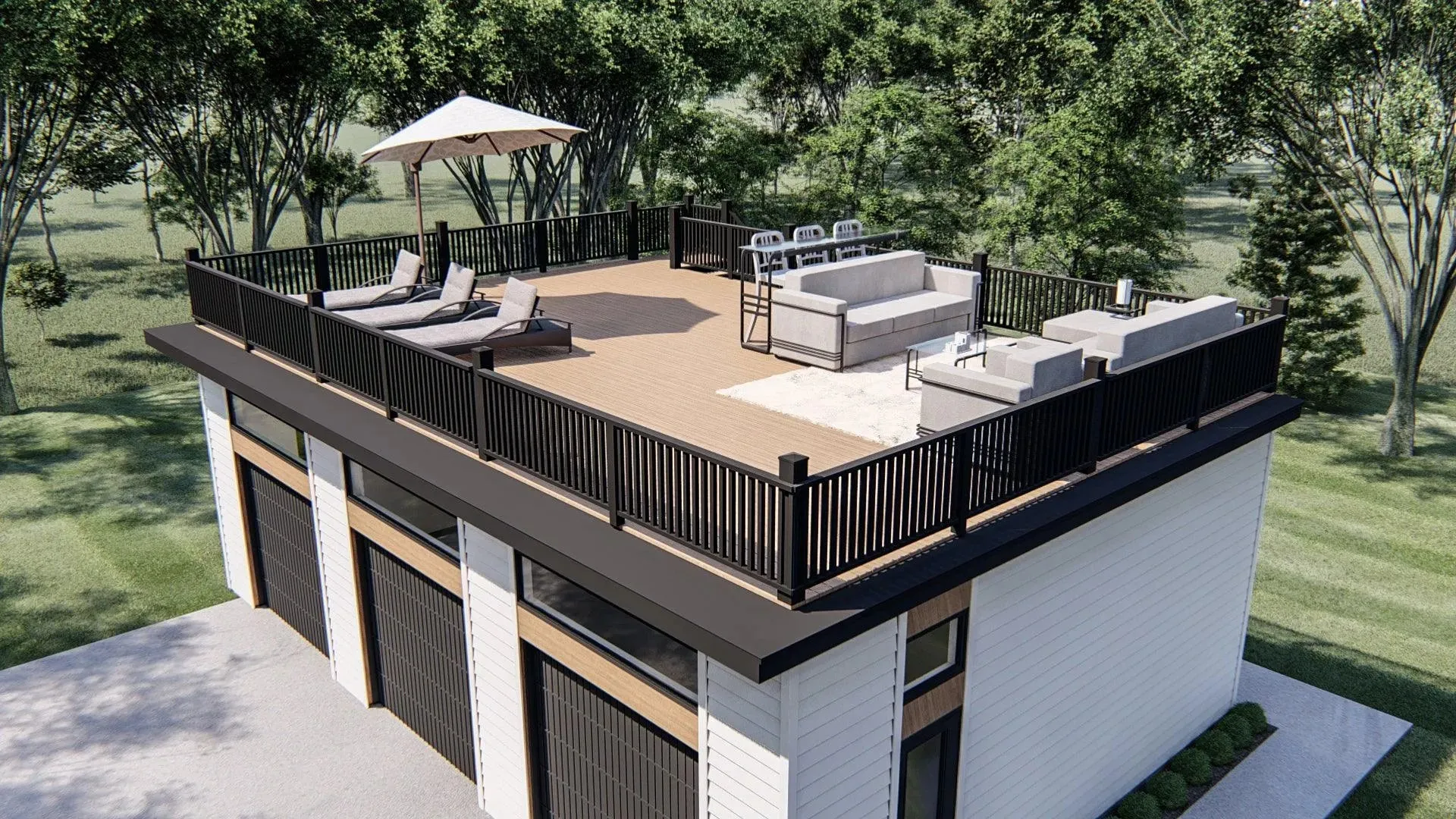 Spacious 3-Bay Garage with Ample Storage Options