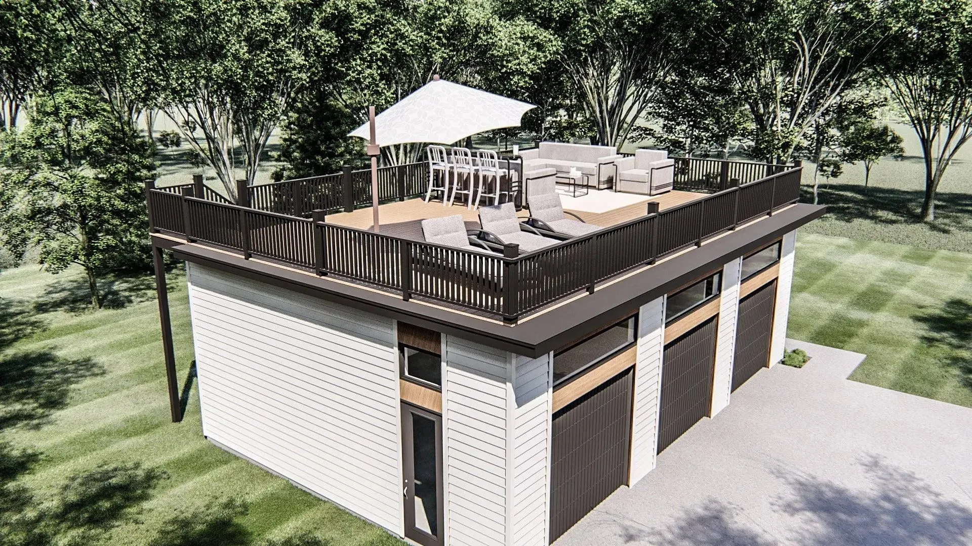 Spacious 3-Bay Garage with Ample Storage Options