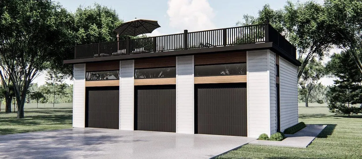 Spacious 3-Bay Garage with Ample Storage Options