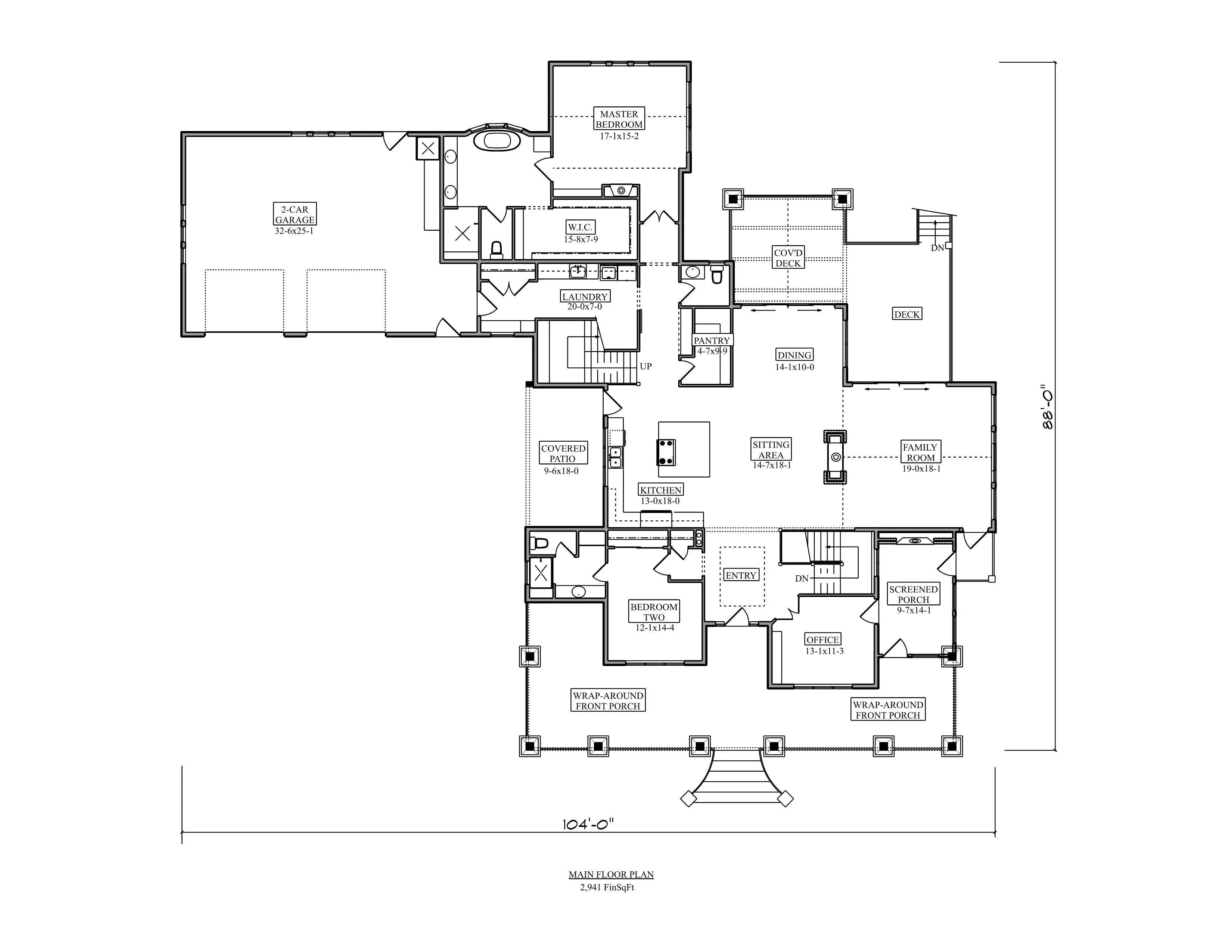 Spacious 4-Bedroom Home Plan with Walkout Basement and Expansive Porches