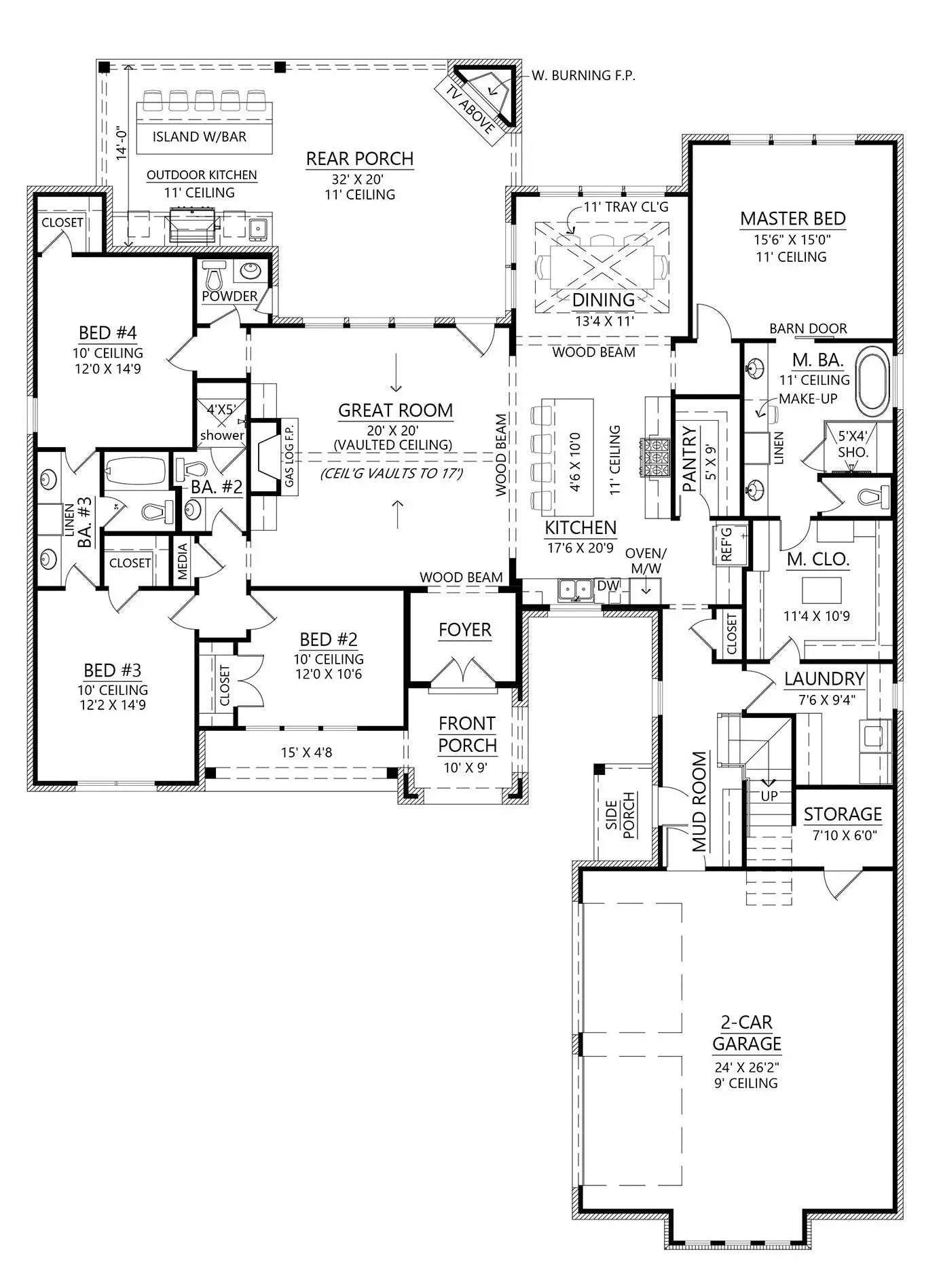 Spacious Family Home Plan with Bonus Room and Ample Outdoor Space