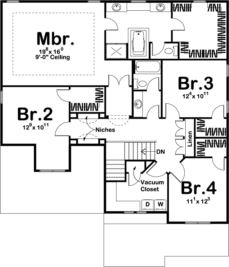 Spacious Four-Bedroom Home Plan with Butler's Pantry and Home Office