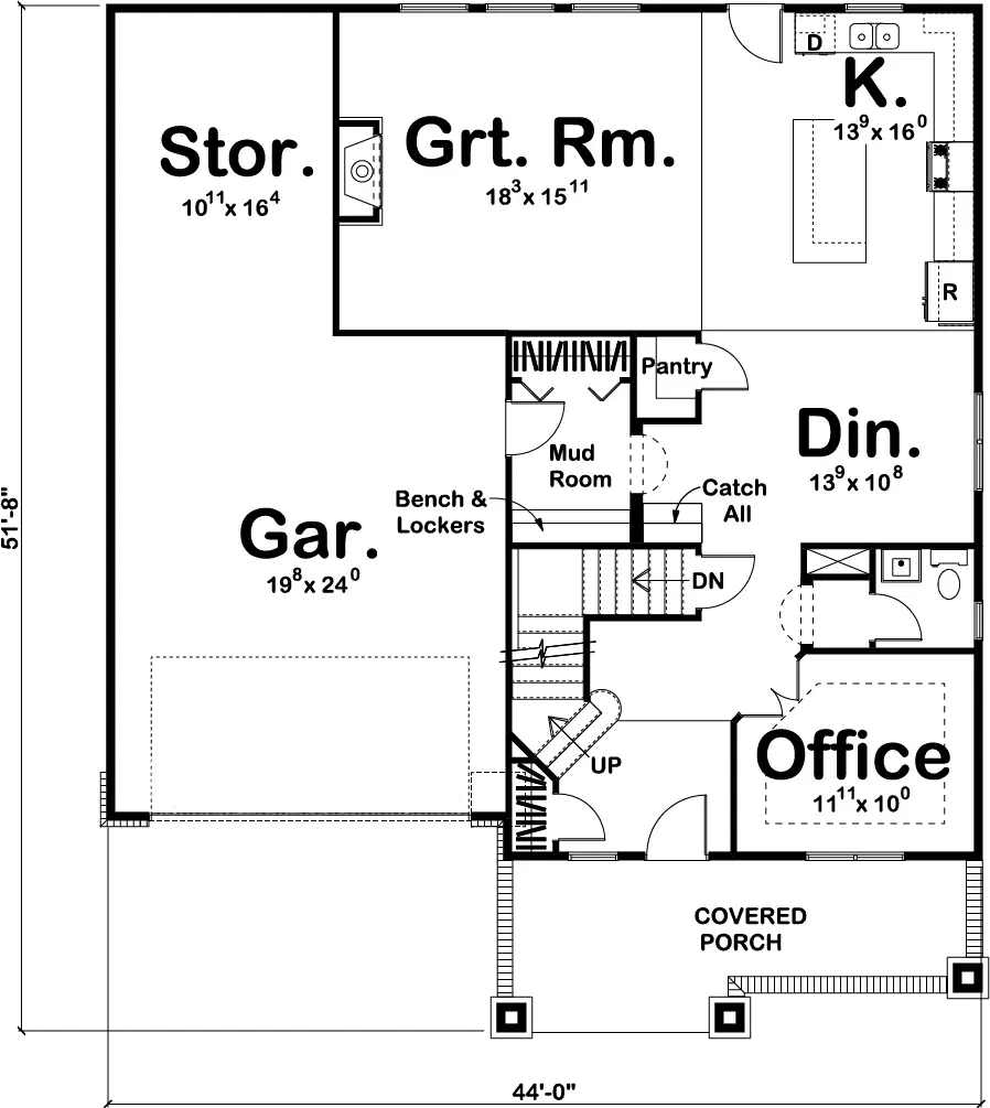 Spacious Four-Bedroom Home Plan with Butler's Pantry and Home Office