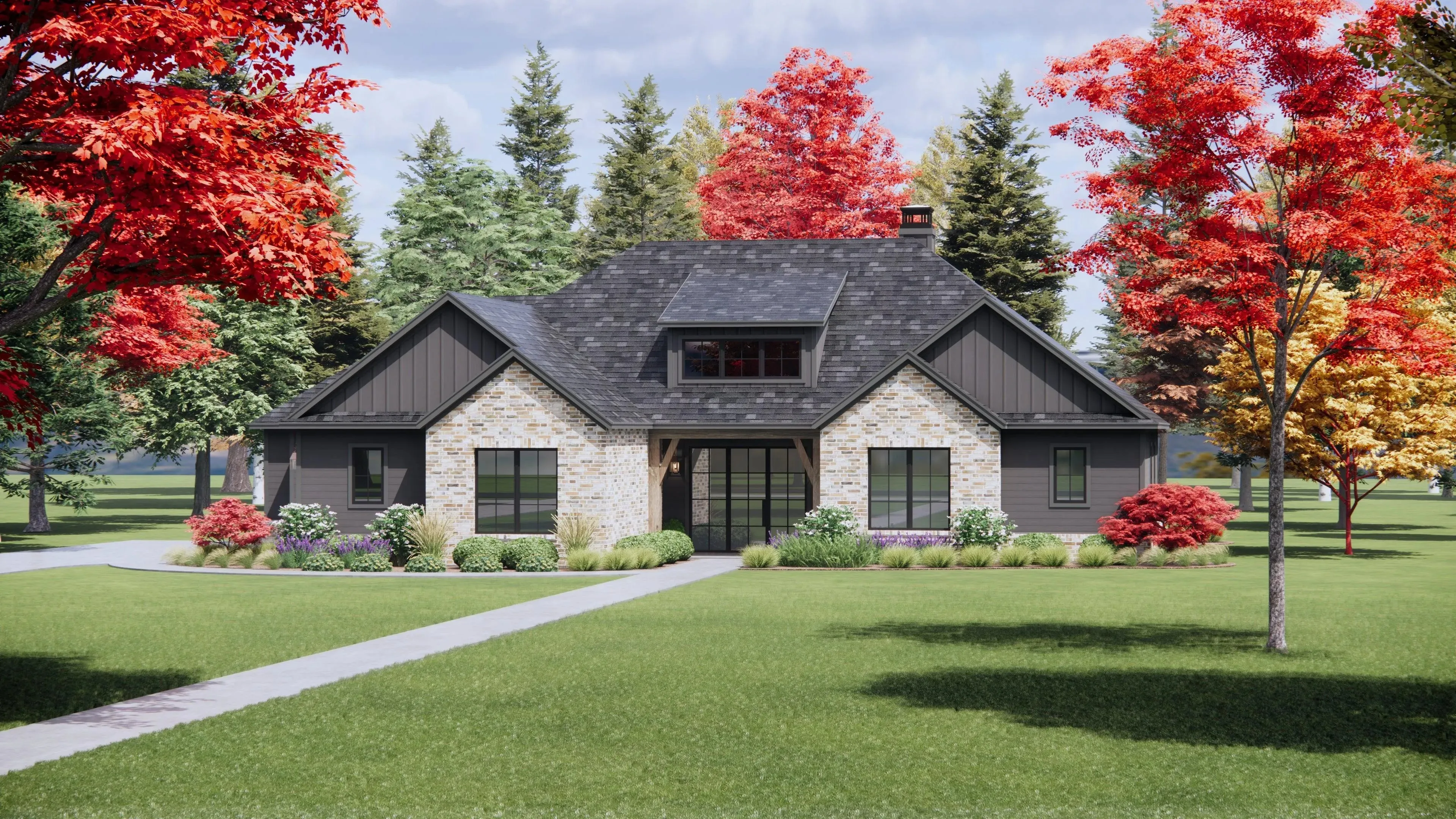 Spacious Four-Bedroom Home Plan with Inviting Porches