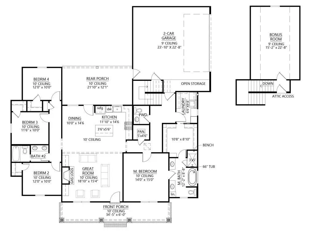 Spacious House Plan: 4 Bedrooms, 1985 sq ft