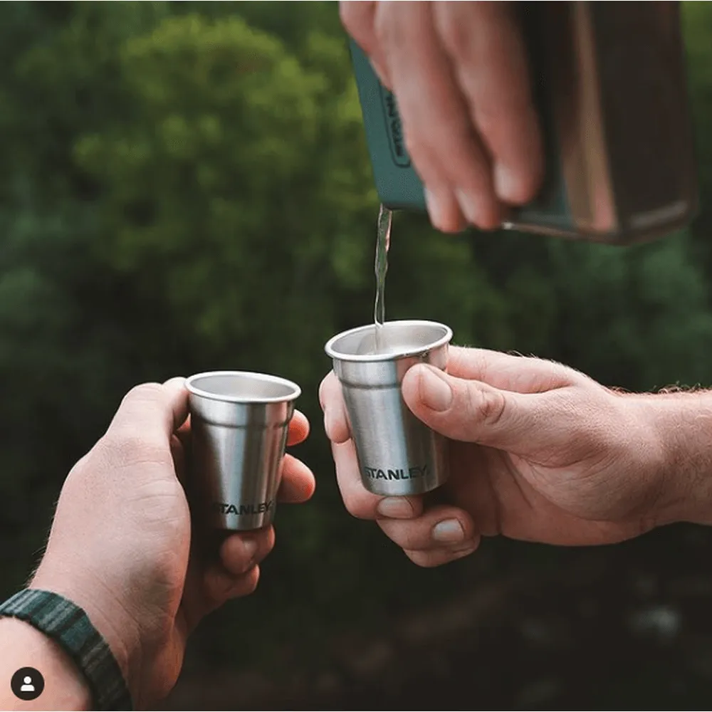 STANLEY Adventure Nest Shot Glass and Flask Set - Hammertone Green