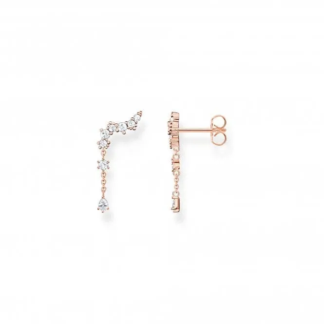 Sterling Silver Rose Gold Plated Ice Crystal Ear Climber H2254-416-14