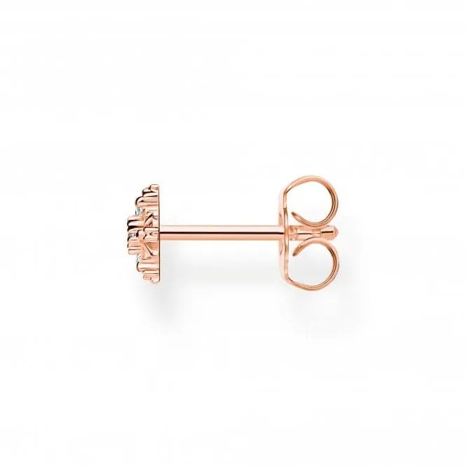 Sterling Silver Rose Gold Plated Snowflake With White Stones Single Earring H2260-416-14