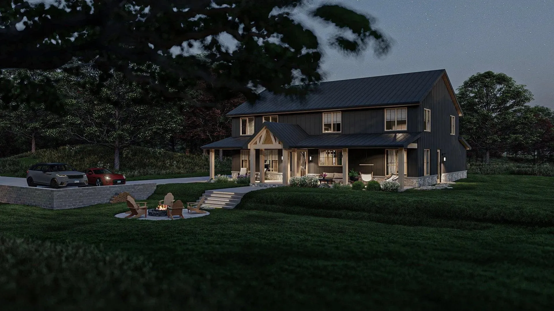 Stylish 4-Bedroom Home with Spacious Living and Inviting Porches