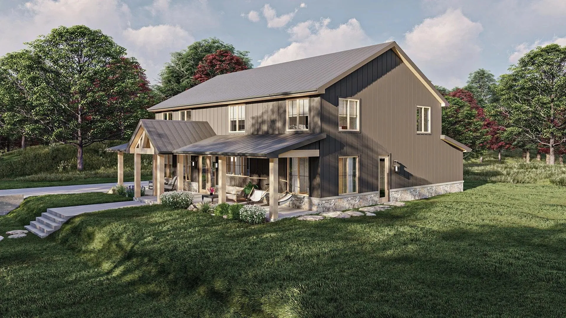 Stylish 4-Bedroom Home with Spacious Living and Inviting Porches