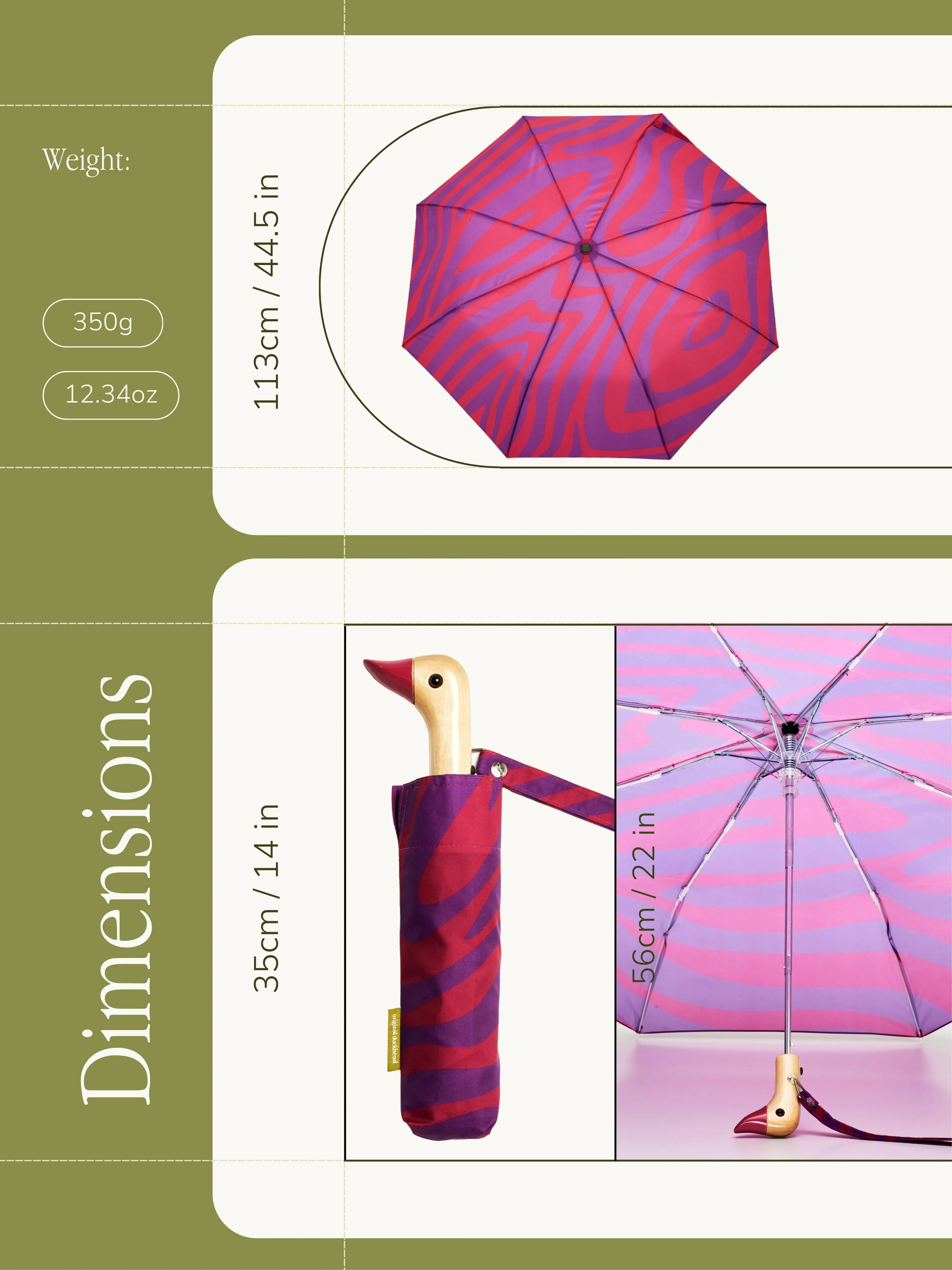 Swirl in Pink Eco-Friendly Compact Duck Umbrella