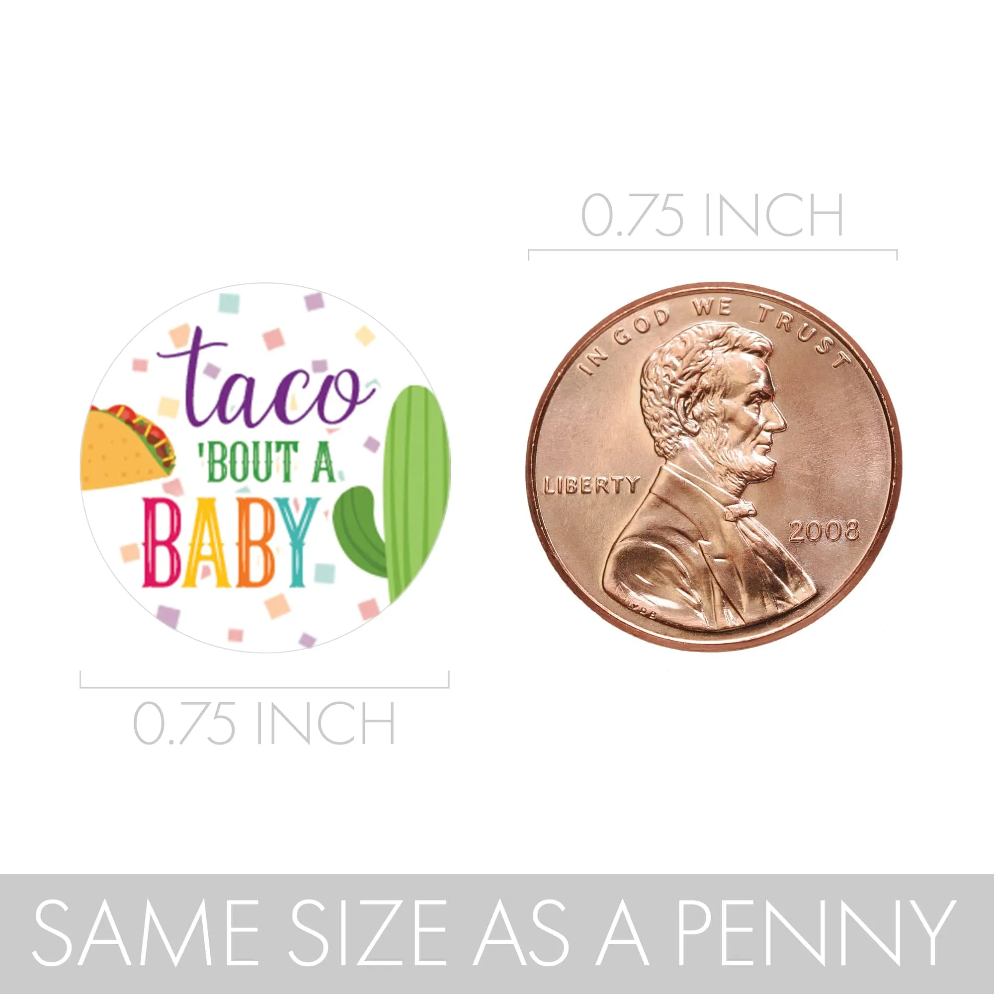 Taco 'Bout a Baby: Baby Shower - Favor Stickers - Fits on Hershey's Kisses - 180 Stickers