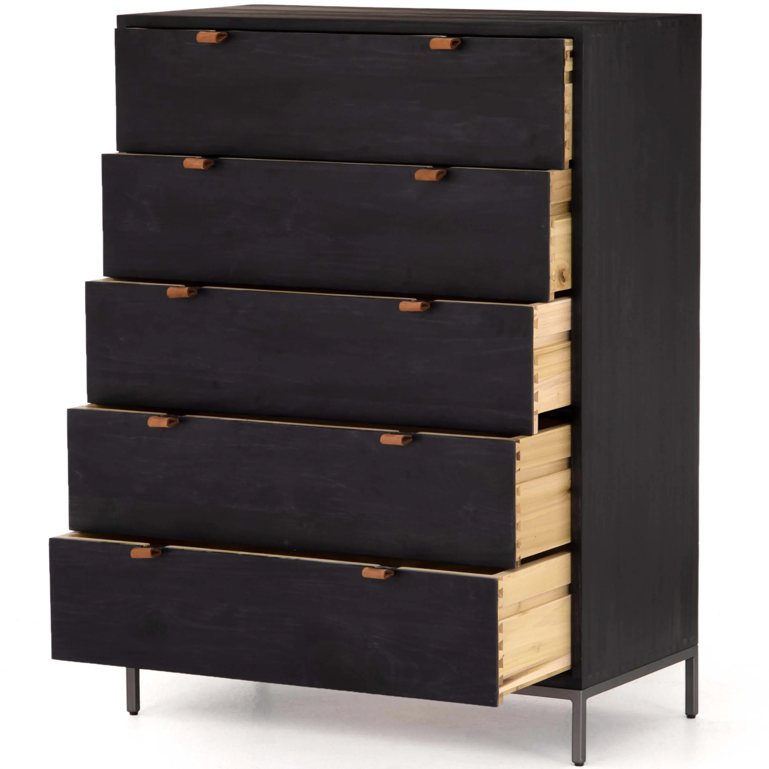 Trey 5 Drawer Dresser, Black Wash