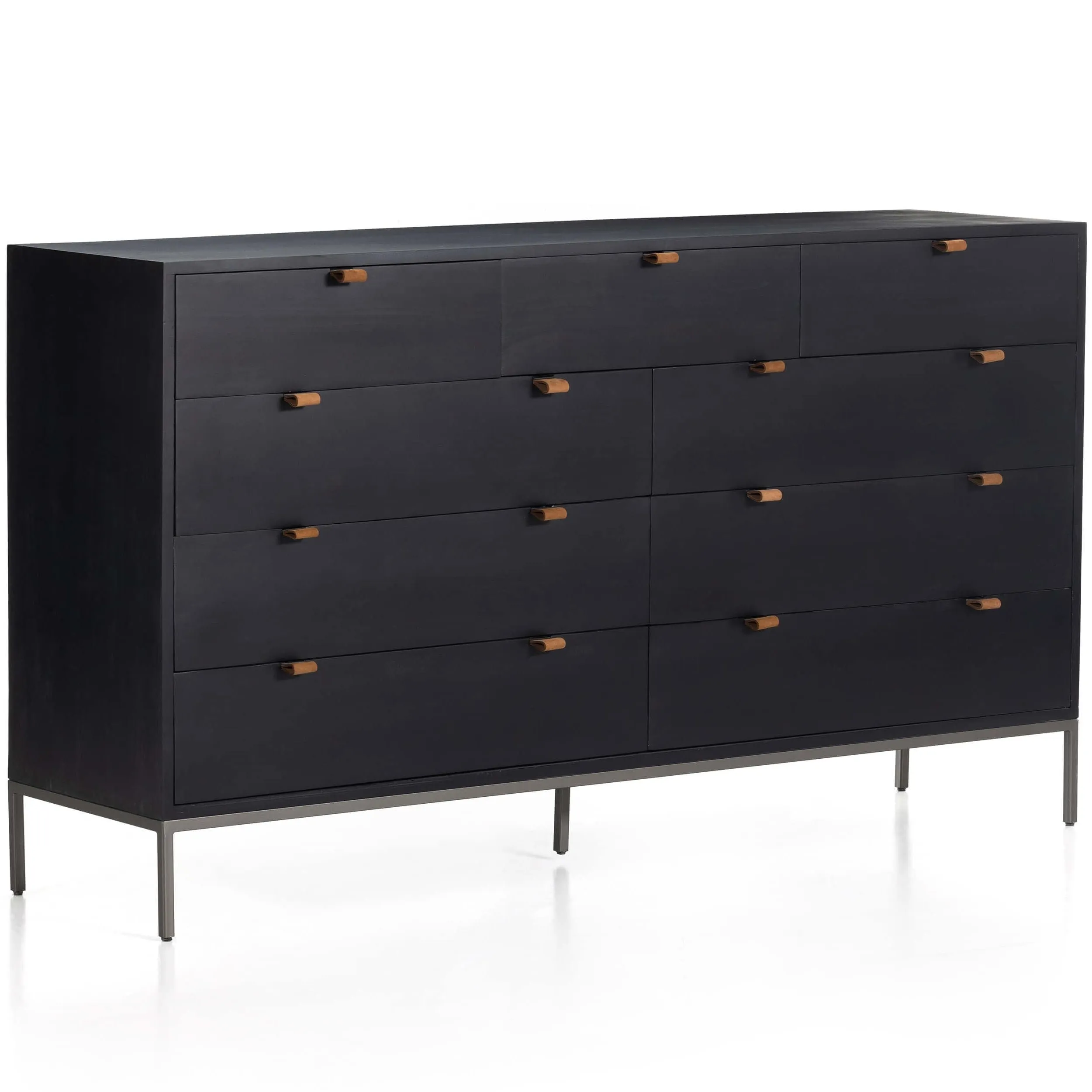 Trey 9 Drawer Dresser, Black Wash