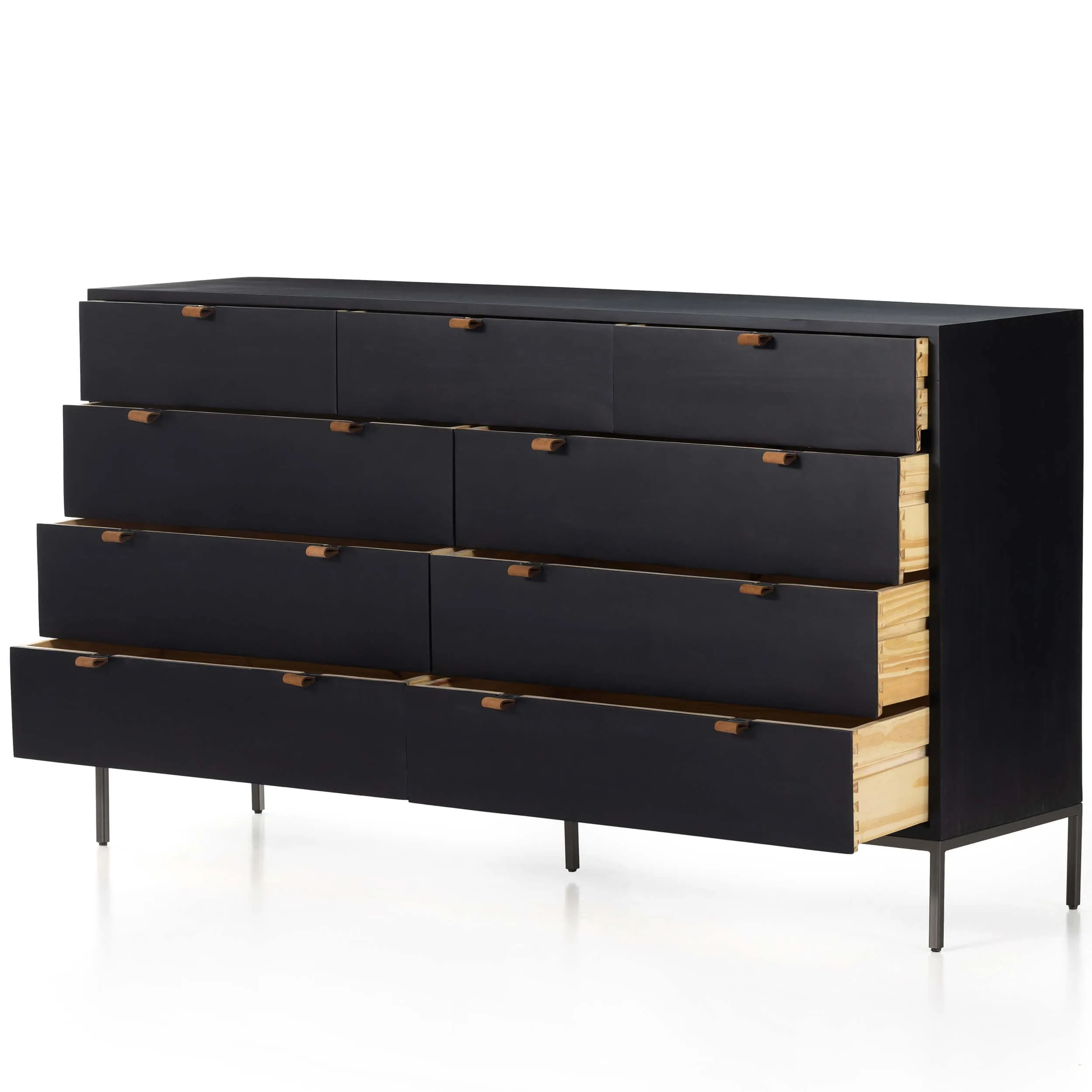 Trey 9 Drawer Dresser, Black Wash