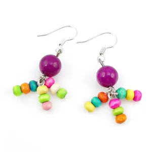 Tribal Colored Wood Beads Earrings