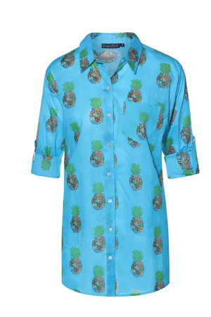 Turquoise Pineapple KikiSol Boyfriend Shirt