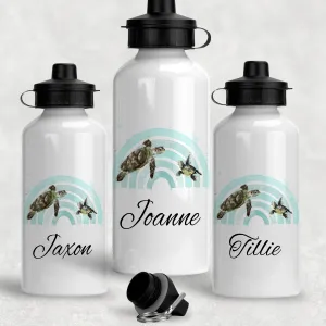 Turtle Rainbow Personalised Aluminium Water Bottle 400/600ml