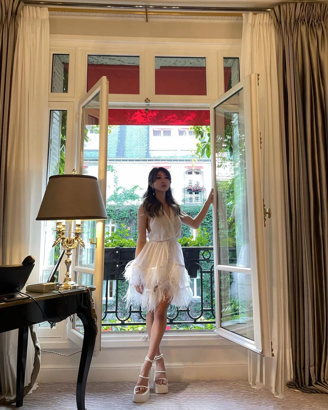 TWO TIER FEATHER Charming DRESS - WHITE