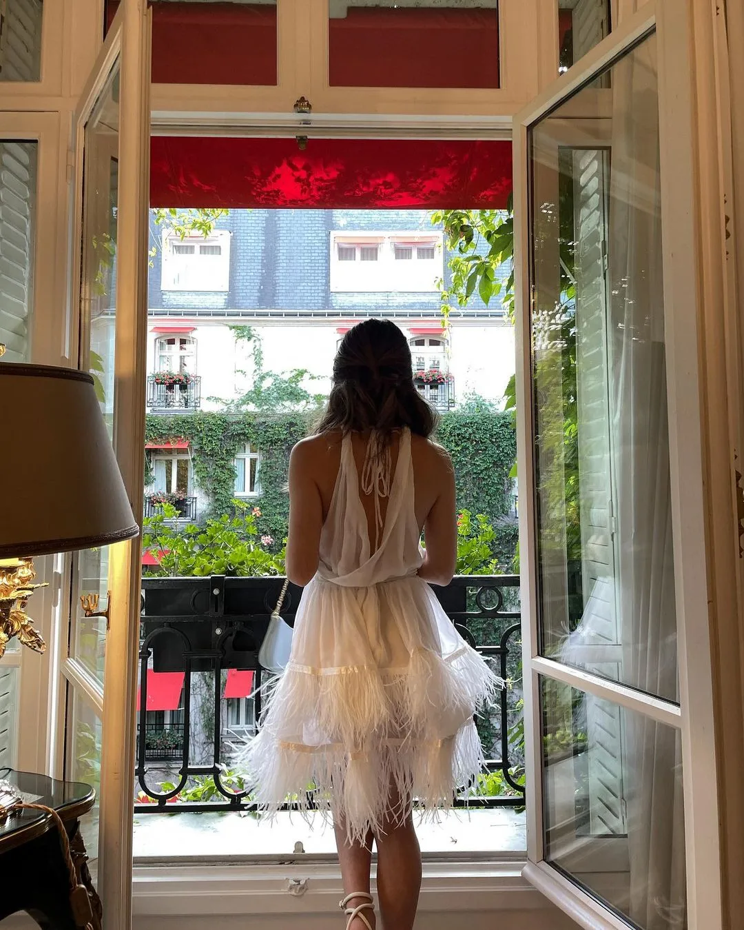 TWO TIER FEATHER Charming DRESS - WHITE