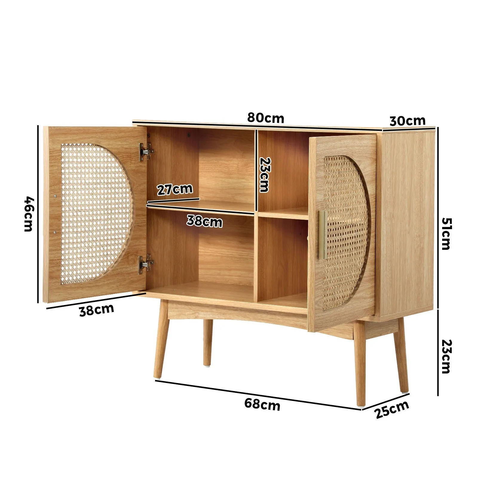 Vesta Rattan Solid Wood Cabinet