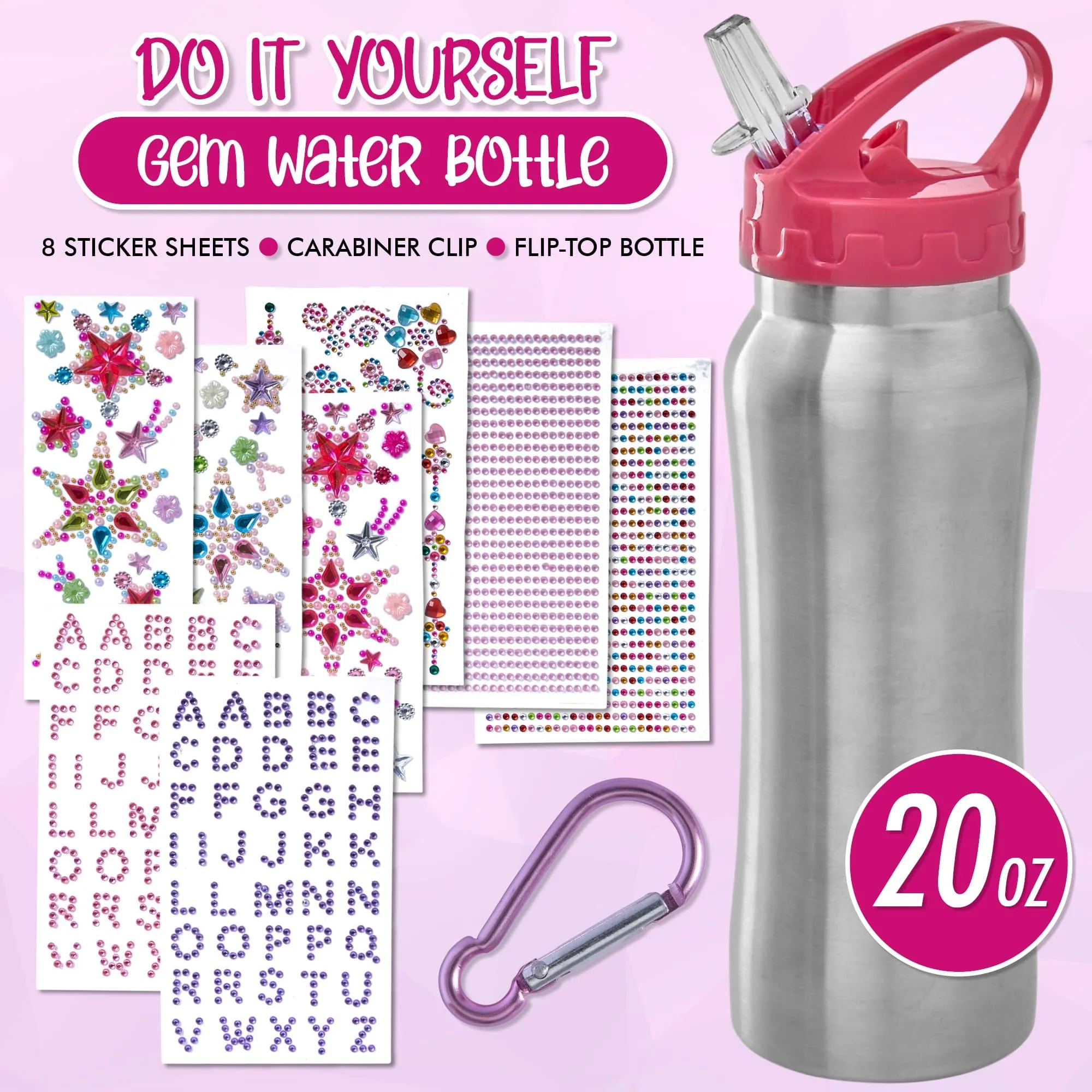 Water Bottle with Gem Rhinestone Stickers