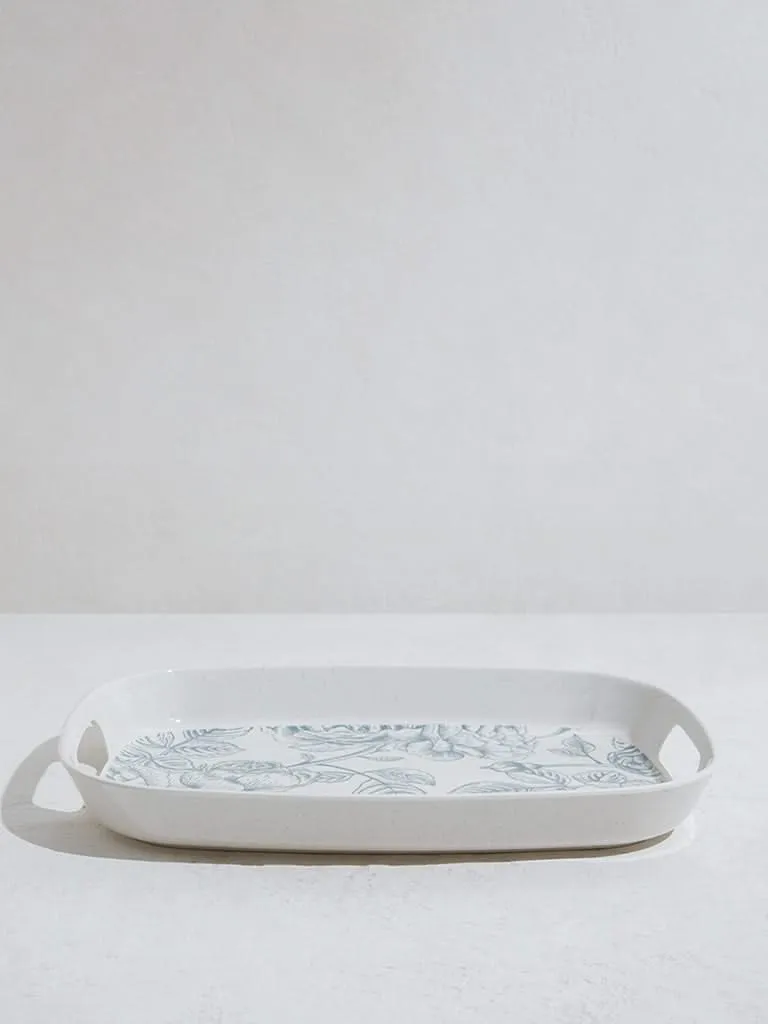 Westside Home Blue Rose Design Melamine Tray