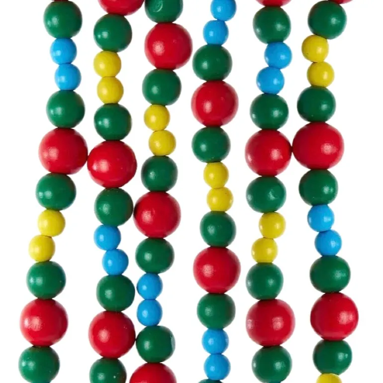 Wood Multi-Colored Bead Garland, 6'
