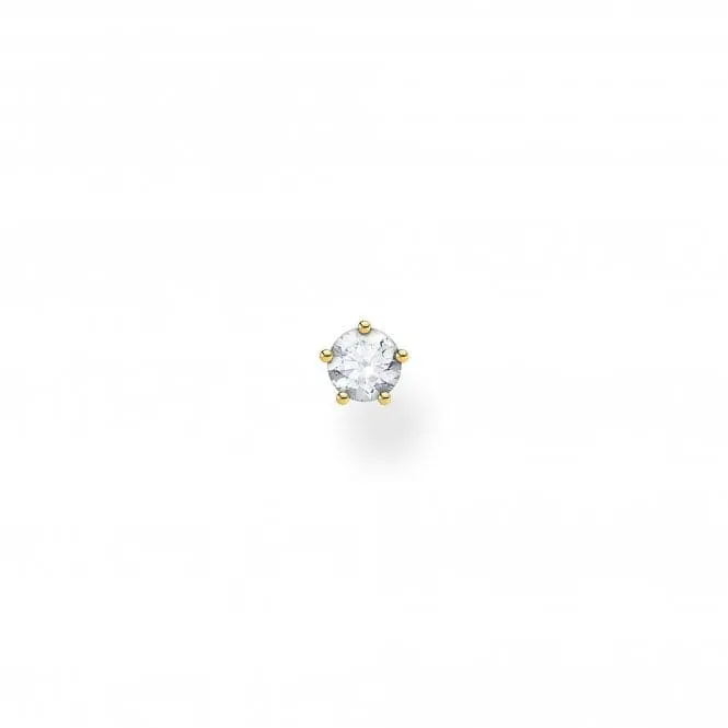 Yellow Gold Zirconia Claw Setting Single Ear Stud H2135-414-14
