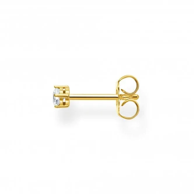 Yellow Gold Zirconia Claw Setting Single Ear Stud H2135-414-14