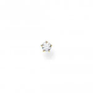 Yellow Gold Zirconia Claw Setting Single Ear Stud H2135-414-14