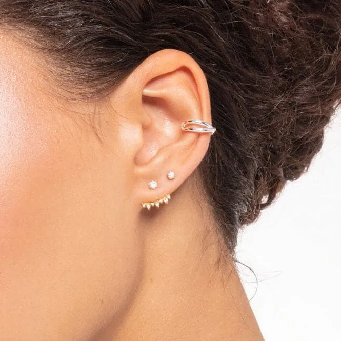 Yellow Gold Zirconia Claw Setting Single Ear Stud H2135-414-14