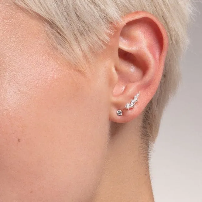 Zirconia Claw Setting Single Ear Stud  H2135-051-14